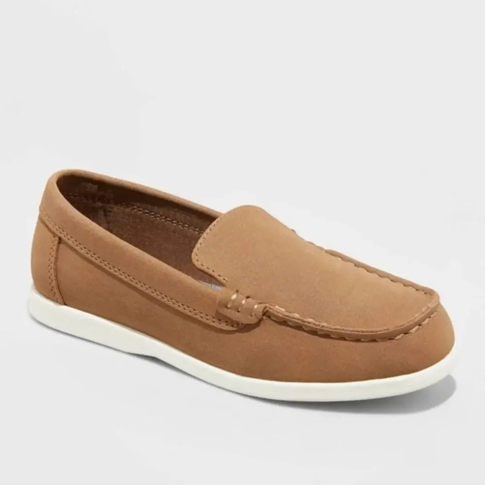 Cat & Jack Boys' Alden Slip On Loafers, Cognac, NWT Size 5